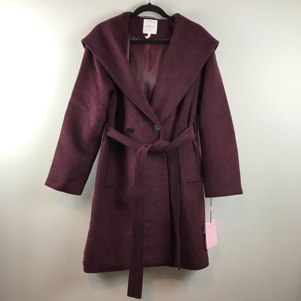 Avec Les Filles Burgundy Pea Coat
